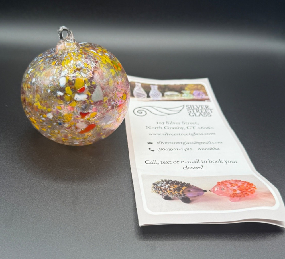 ✨ Art Glass Hanging Orb / Ornament | Multicolor Confetti | Silver Street Glass